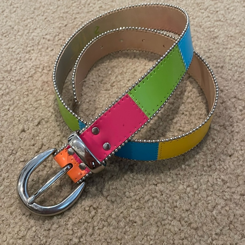 Elite Fresno California Multi Color Belt with Silver Buckle & Silver Accents
